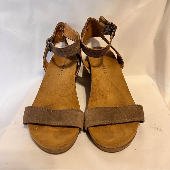 Lucky Brand Wedge 2 1/2" Heels-Suede Ankle Strap Buckle-Taupe/Tan-Size 8 1/2 - Picture 8 of 14